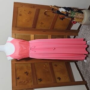 Vintage 70's Iconic Pink Maxi Dress Set